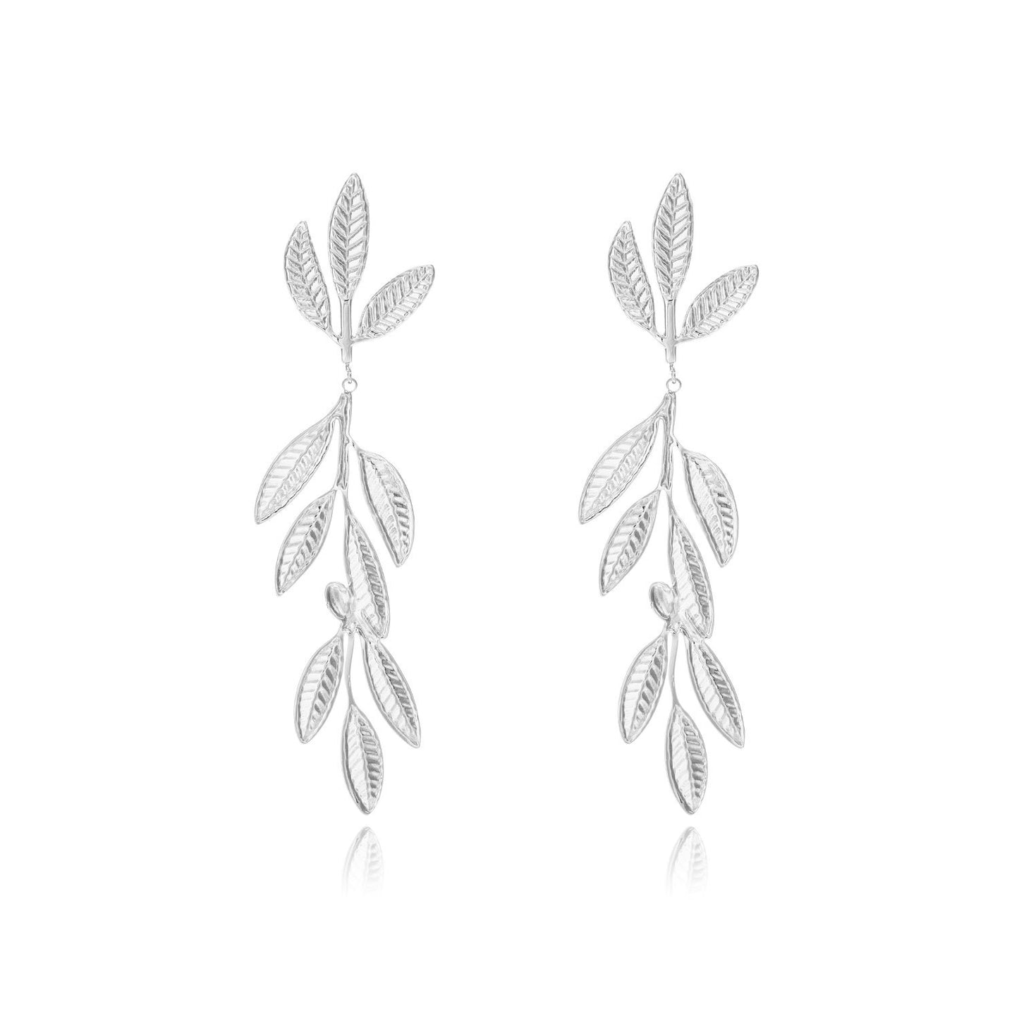 Titanium 7cm Large Leaves Dangle Earrings, Gold Plated, Hypoallergenic, Implant Grade Titanium Waterproof, Vintage Style, Minimal