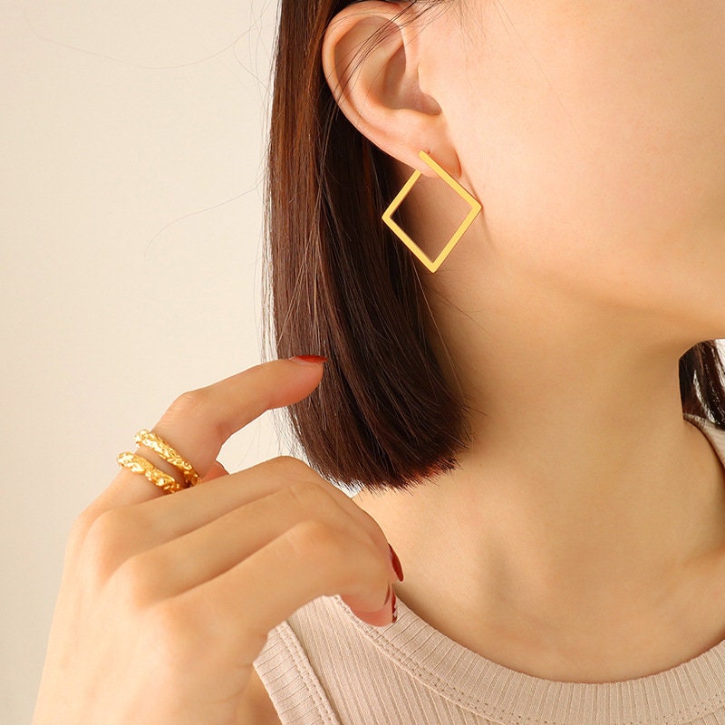 Titanium Geometric Earrings, Non Tarnish, Implant Grade Titanium Waterproof Earrings, Vintage Style Earrings, Minimalist