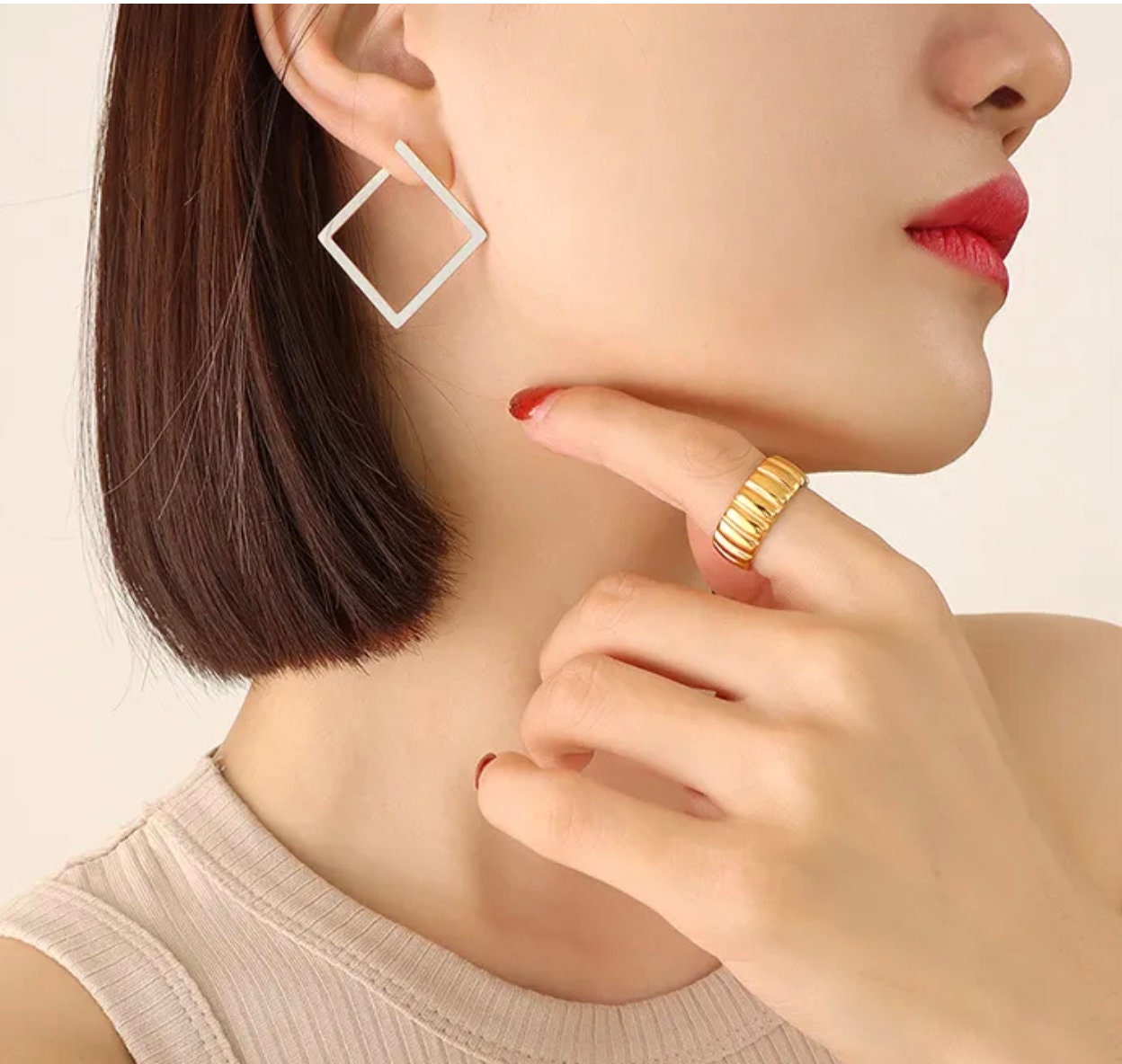 Titanium Geometric Earrings, Non Tarnish, Implant Grade Titanium