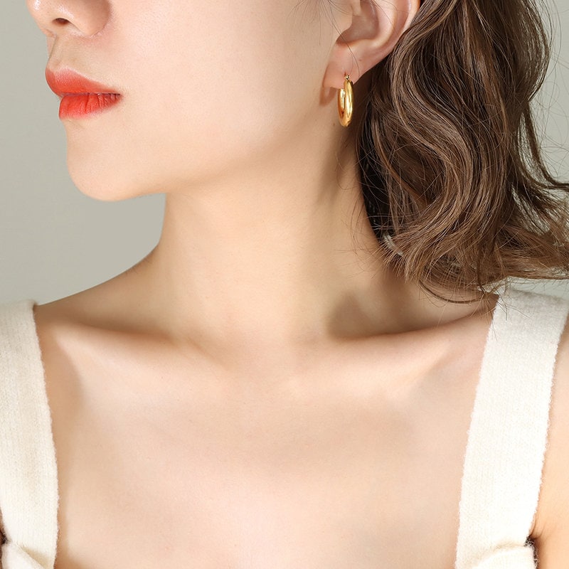 Titanium Simple Hoop Earrings, Non Tarnish Earrings, Implant Grade Titanium Waterproof Earrings, Vintage Style Earrings, Minimal
