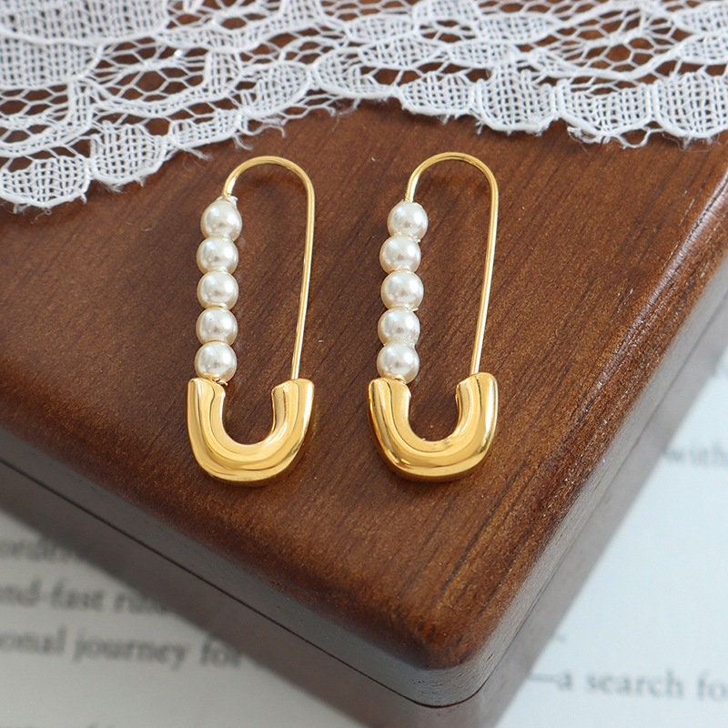 Titanium Pearl Pin Hoop Earrings, Non Tarnish Earrings, Implant Grade, Waterproof, Vintage Style Earrings, Minimal Earrings