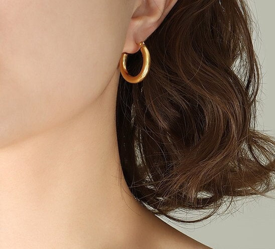 Titanium Simple Hoop Earrings, Non Tarnish Earrings, Implant Grade Titanium Waterproof Earrings, Vintage Style Earrings, Minimal