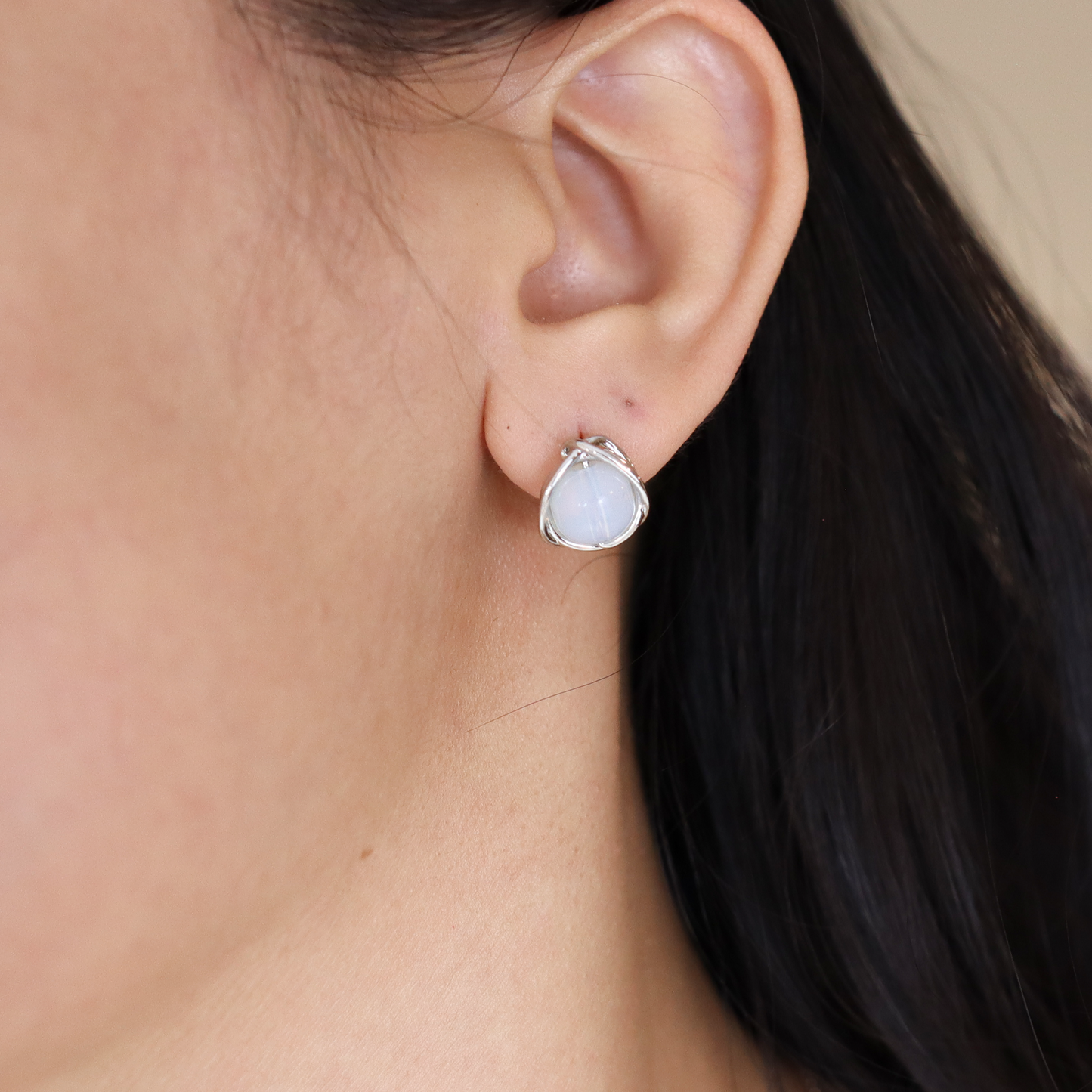 Titanium Stone Stud Earrings, Non Tarnish Earrings, Implant Grade Titanium Waterproof Earrings, Vintage Style Earrings, Minimal Earrings