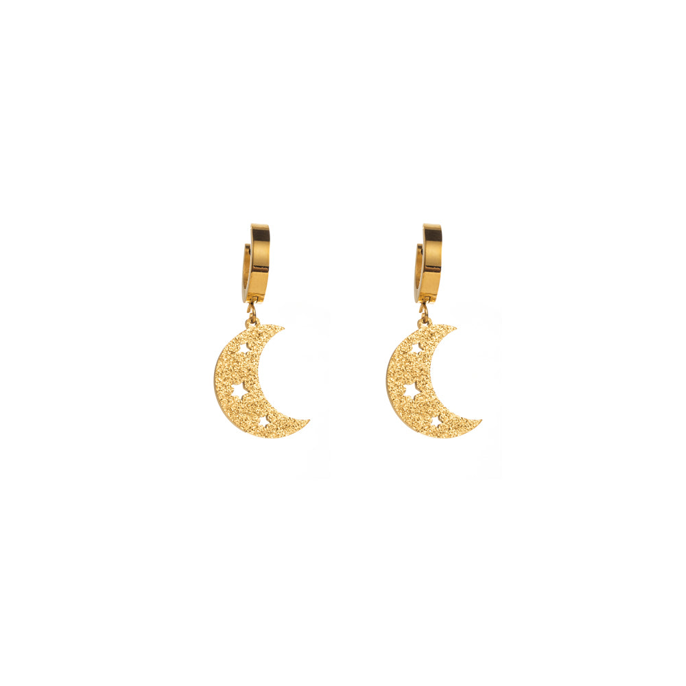 Titanium Moon Hoop Earrings, Non Tarnish Earrings, Implant Grade Titanium