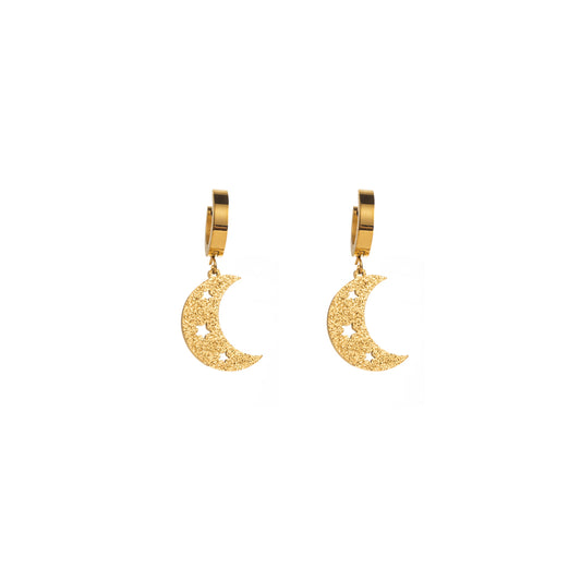 Titanium Moon Hoop Earrings, Non Tarnish Earrings, Implant Grade Titanium