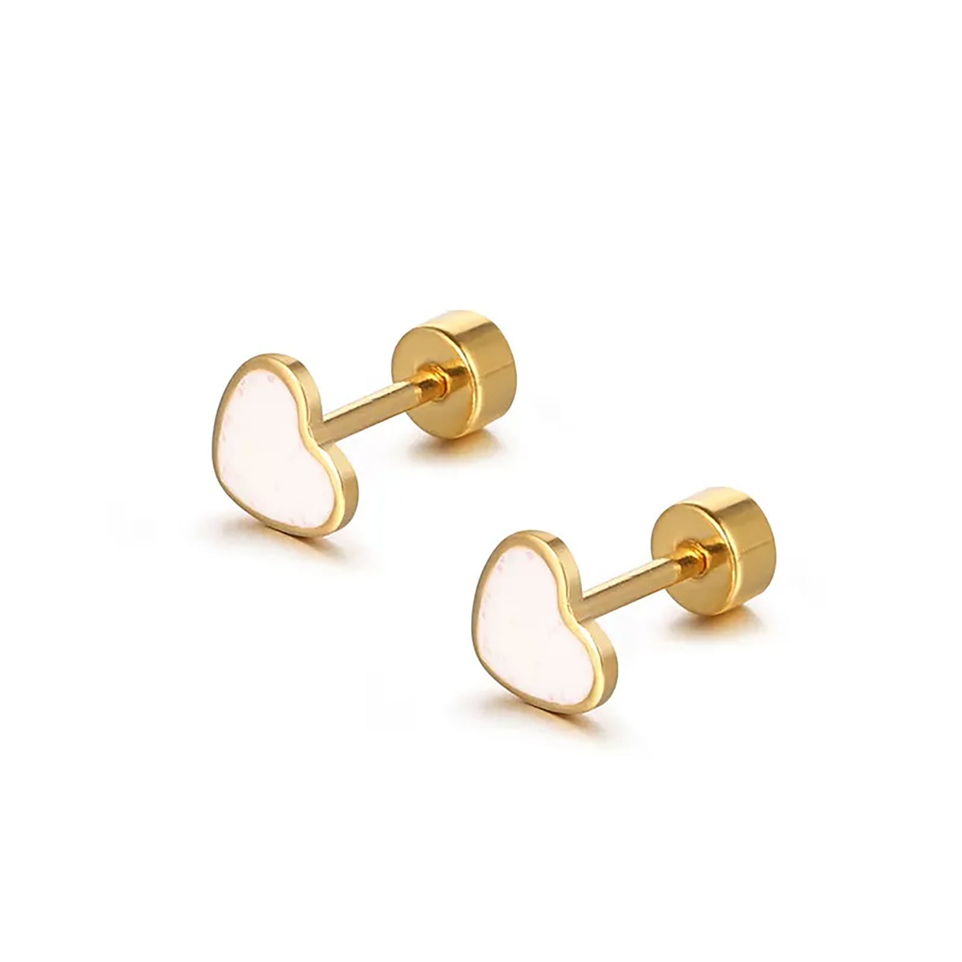 Minimalist Heart Titanium Earrings Brushed Cubic India