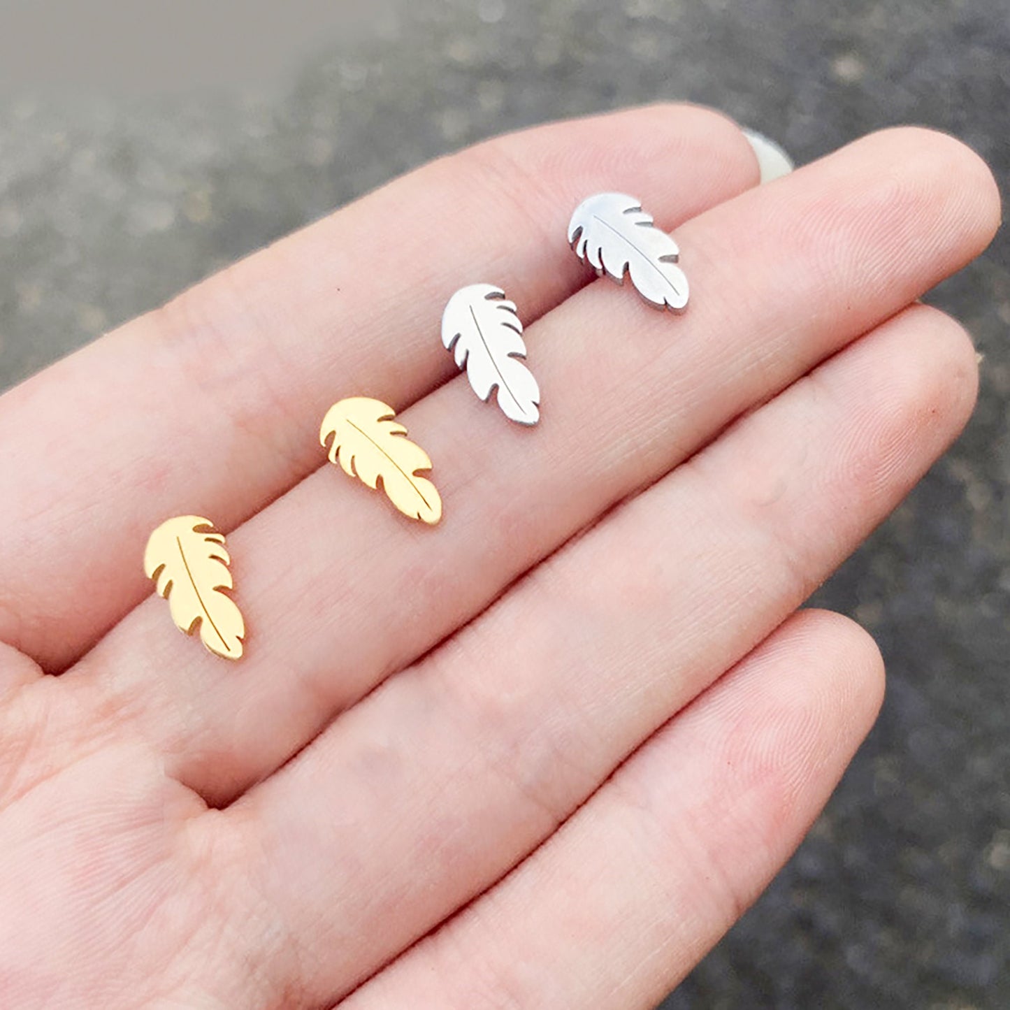 Titanium Leaf Stud Earrings, Non Tarnish, Butterfly push back, Hypoallergenic, Implant Grade Waterproof Earrings, Minimalist, Fruit