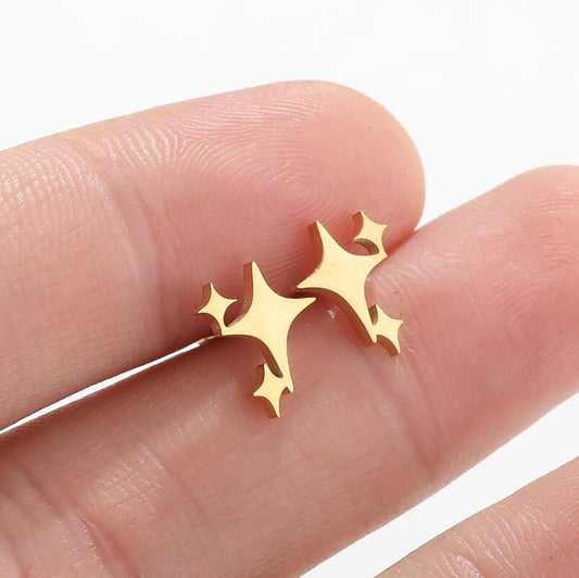 Titanium Stars Stud Earrings, Push Back studs, Non Tarnish, Implant Grade Titanium Waterproof Earrings, Earrings, Minimal Earrings