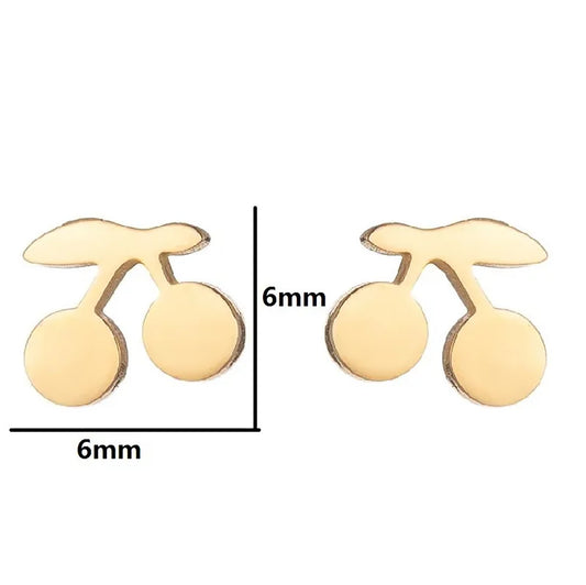 Titanium Cherries Earrings, Non Tarnish Earrings, Implant Grade Titanium Waterproof Earrings, Vintage Style Earrings, Minimal Earrings