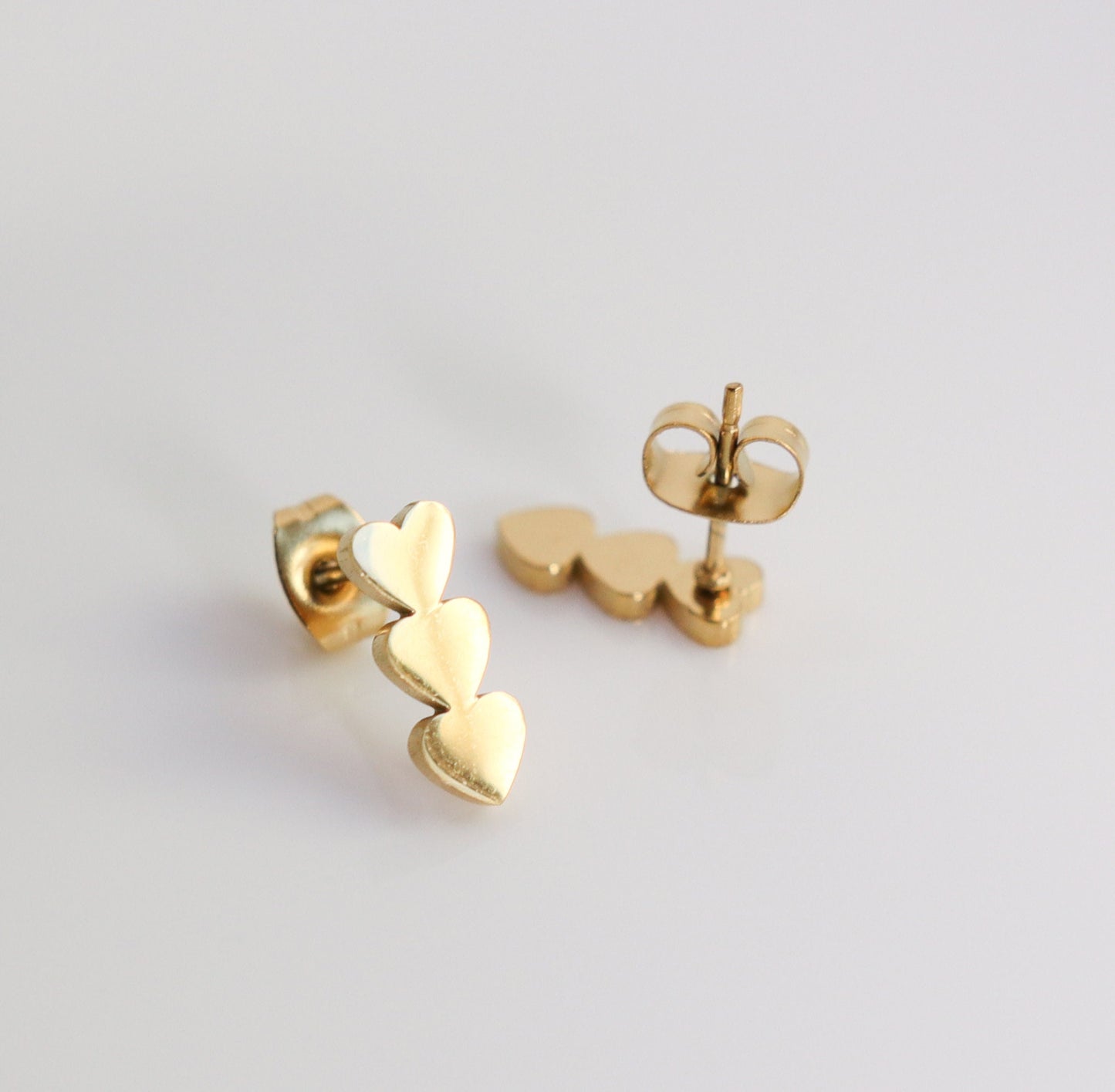 Titanium Hearts Stud Earrings, Non Tarnish Earrings, Implant Grade Titanium Waterproof Earrings, Vintage Style Earrings, Minimal