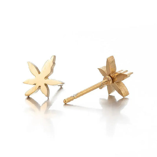 Titanium Tiny Marble Leaf Stud Earrings, Non Tarnish, stud earring, Hypoallergenic, Implant Grade Waterproof Earrings, Minimal Earrings