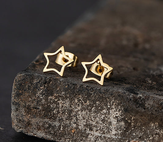 Titanium Star Stud Earrings, Push Back, Non Tarnish Earrings, Implant Grade Titanium Waterproof Earrings, Vintage Style Earrings, Minimal