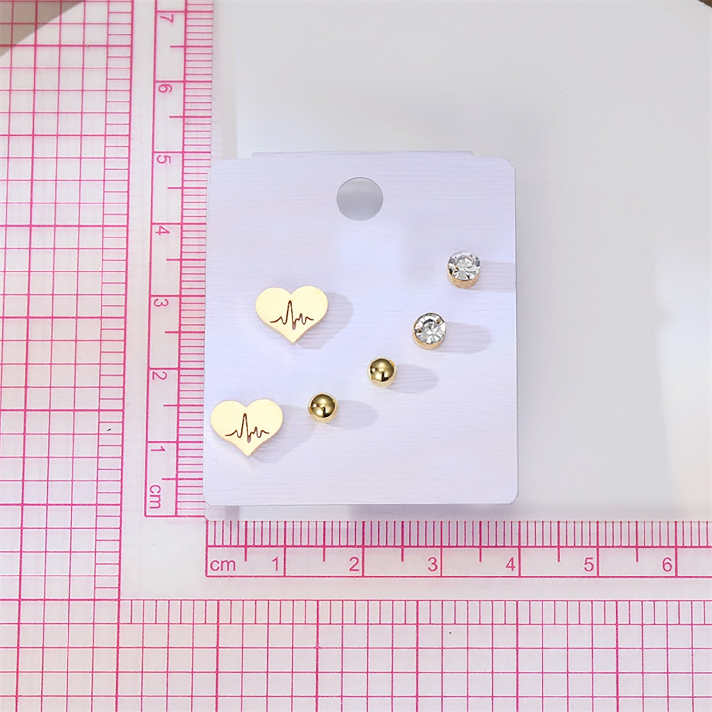 Titanium Heart Set Rhinestones Stud Earrings, Non Tarnish Earrings, Implant Grade Titanium Waterproof Earrings, Minimal Earrings