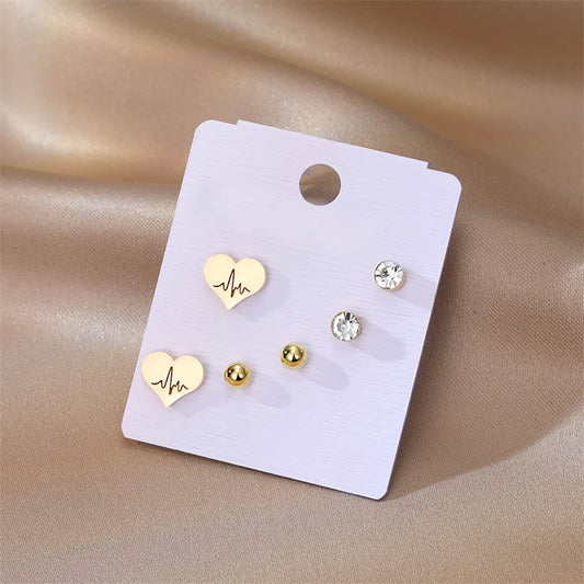Titanium Heart Set Rhinestones Stud Earrings, Non Tarnish Earrings, Implant Grade Titanium Waterproof Earrings, Minimal Earrings