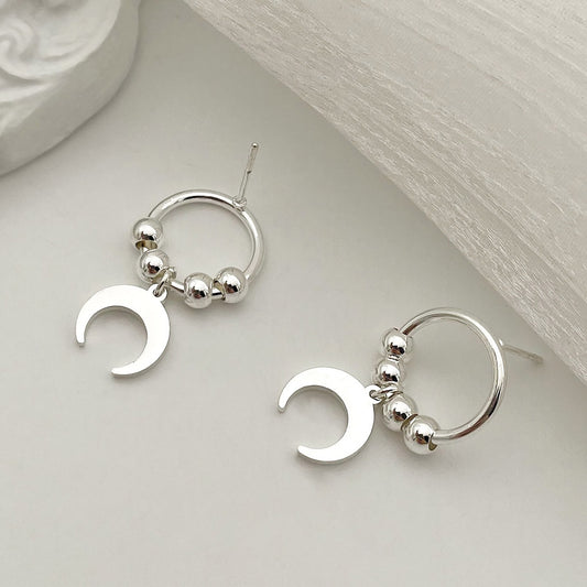 Titanium Moon Round Push Back Earrings, Non Tarnish Earrings, Implant Grade Titanium Waterproof Earrings, Vintage Style Earrings, Minimal