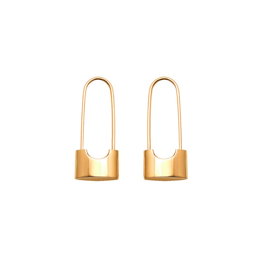 Titanium Lock Hoop Earrings, Gold Plated, Hypoallergenic, Implant Grade Titanium Waterproof, Vintage Style, Minimal