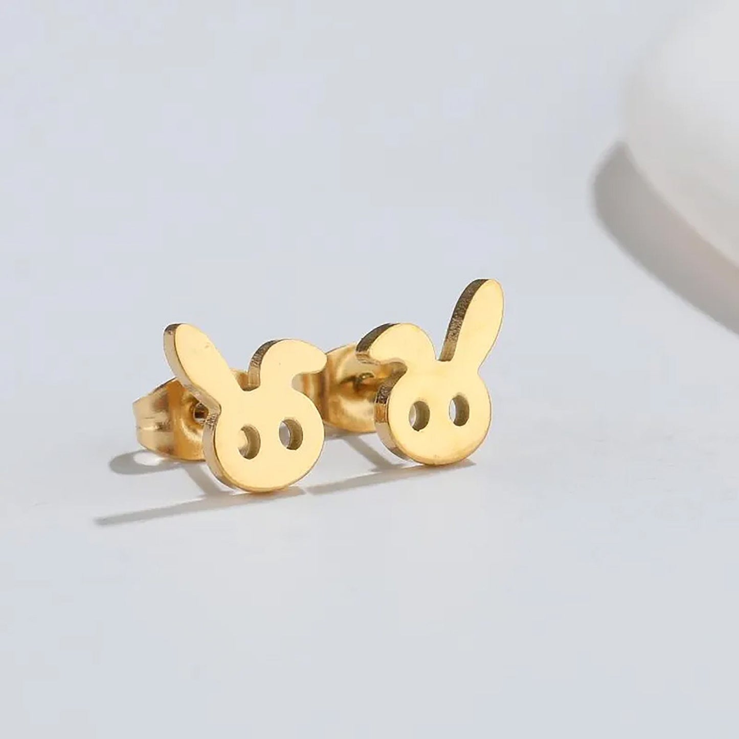 Titanium Bunny Push Back Stud Earrings, Non Tarnish, Implant Grade Titanium Waterproof Earrings, Vintage Style Earrings, Minimalist