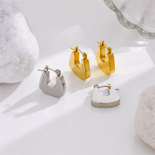 TitaniumGeometric Hoop Earrings, Gold Plated, Hypoallergenic, Implant Grade Titanium Waterproof, Vintage Style, Minimal
