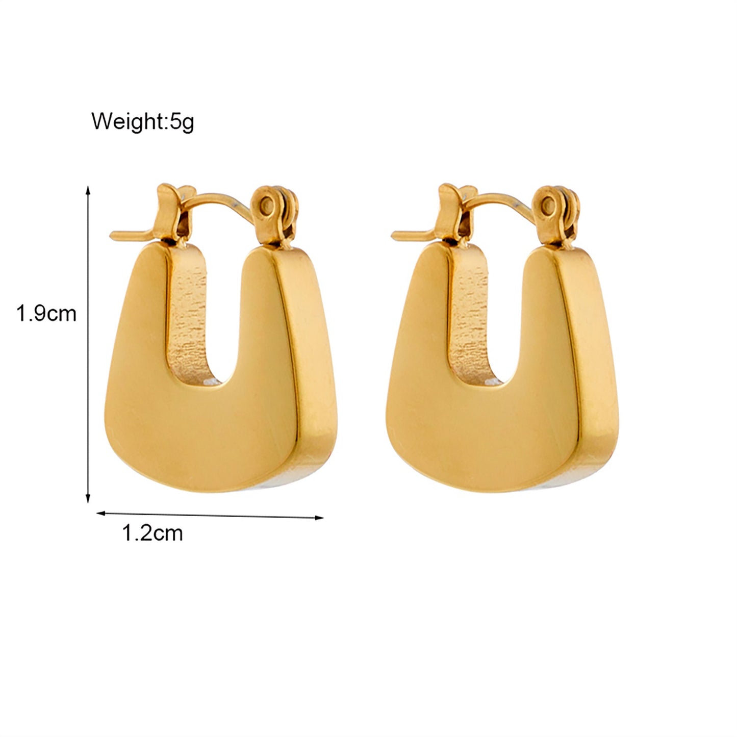 TitaniumGeometric Hoop Earrings, Gold Plated, Hypoallergenic, Implant Grade Titanium Waterproof, Vintage Style, Minimal