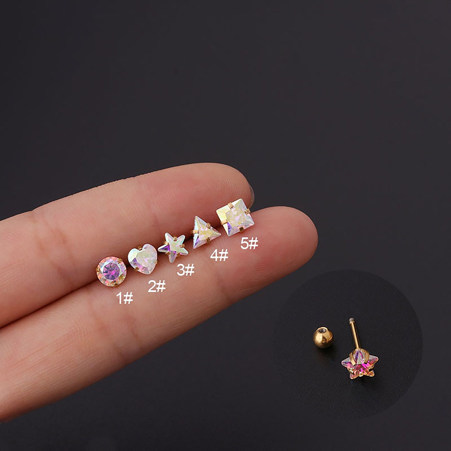 Titanium Pink Zircon Screw Back Stud Earrings, Non Tarnish, Implant Grade Titanium Waterproof Earrings, Vintage Style, Minimalist