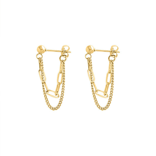 Titanium Double Chain Earrings, Non Tarnish, Implant Grade Titanium Waterproof Earrings, Vintage Style Earrings, Minimalist