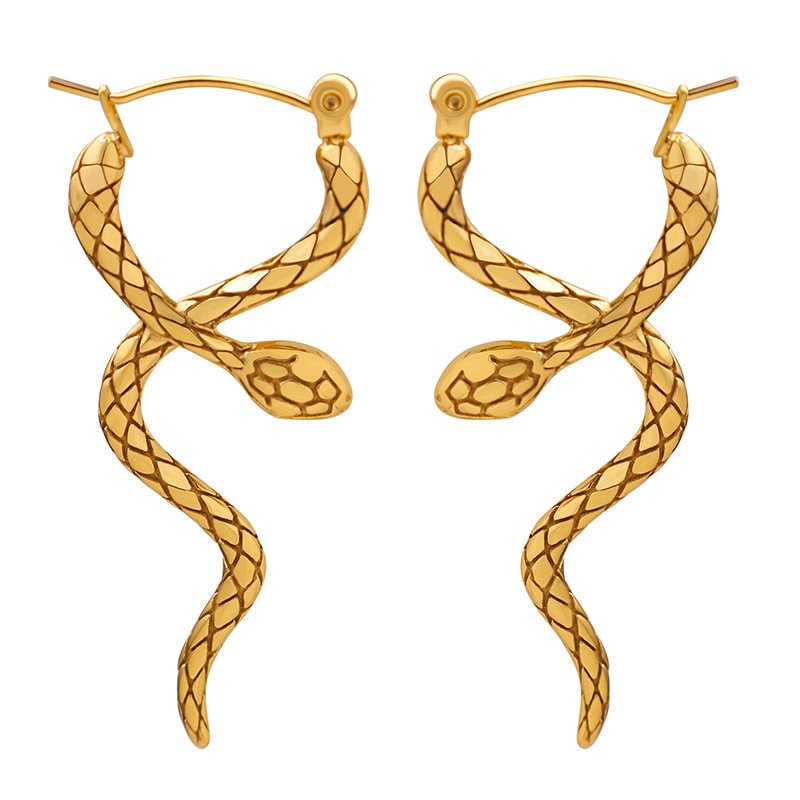 Titanium Snake Hoop Earrings, Non Tarnish Earrings, Implant Grade, Waterproof, Vintage Style Earrings, Minimal Earrings