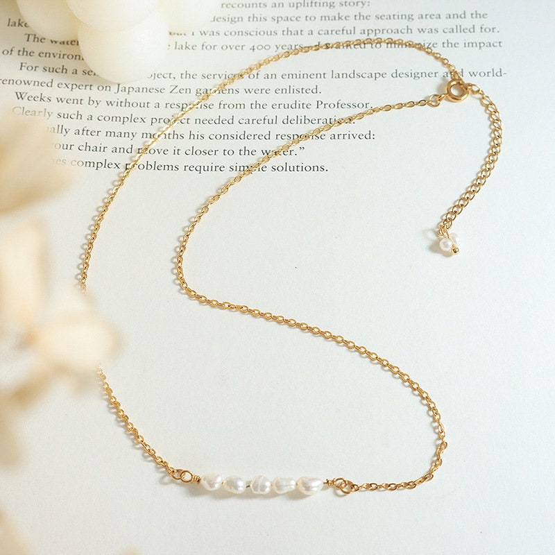 Titanium Real Pearl Pendant Necklace, Non Tarnish, Implant Grade Titanium Waterproof, Vintage Style, Minimal