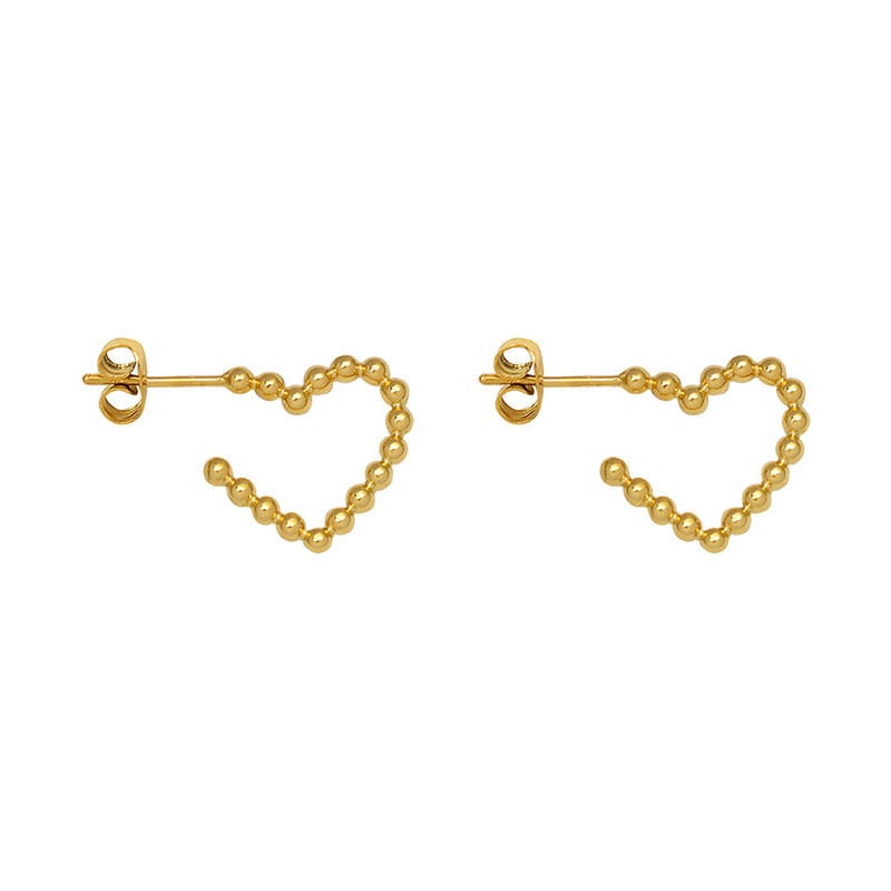 Titanium Heart 18K Gold Plated Huggies Hoop Earrings, Non Tarnish Earrings, Implant Grade Titanium Waterproof, Vintage Style, Minimal