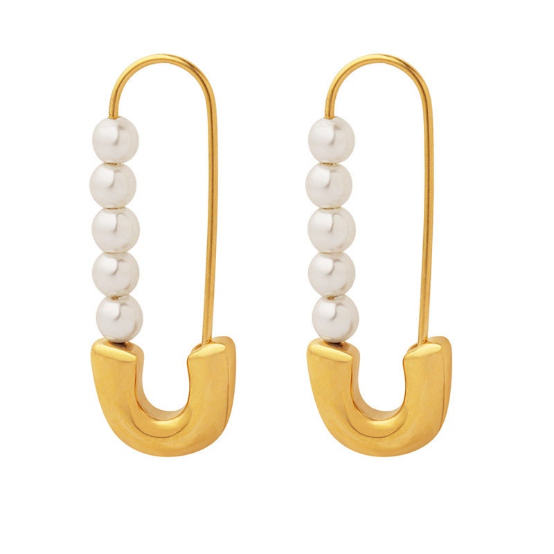 Titanium Pearl Pin Hoop Earrings, Non Tarnish Earrings, Implant Grade, Waterproof, Vintage Style Earrings, Minimal Earrings